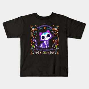 Remembering Never Forgotten Catedition | day of dead | día de muertos Kids T-Shirt